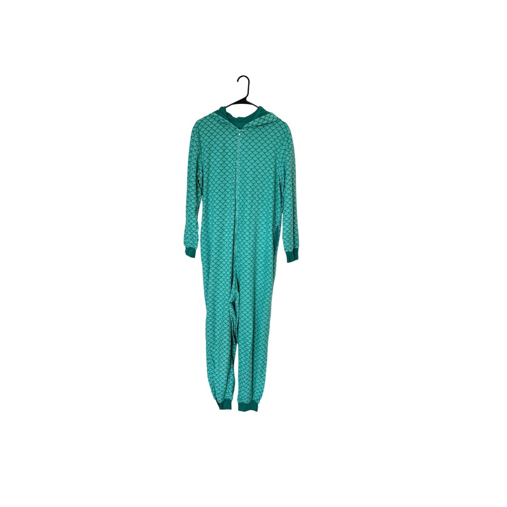 Xhilaration Teal Dragon Scale Hooded Union Suit Pajamas XXL Wings Tail Costume